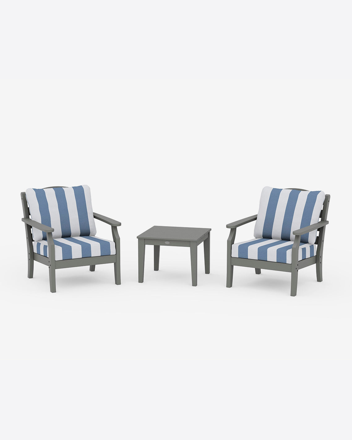 Draper James Slate Grey Savannah 3-Piece Seating Set – Cabana Stripe Navy