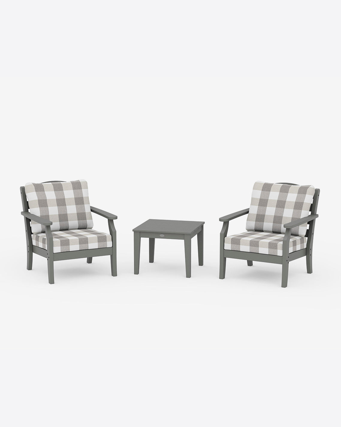 Draper James Slate Grey Savannah 3-Piece Deep Seating Set – Buffalo Plaid Original