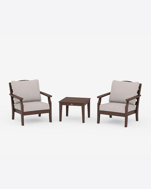 Draper James Mahogany Savannah 3-Piece Deep Seating Set in Cream