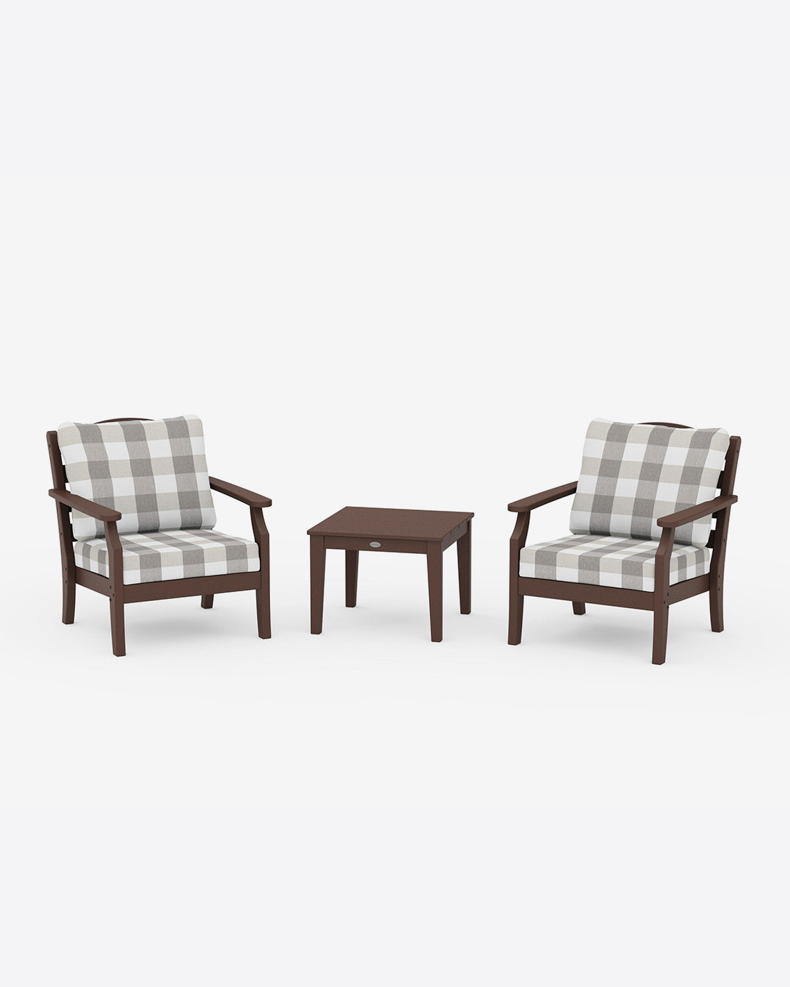 Draper James Mahogany Savannah 3-Piece Seating Set – Buffalo Plaid White