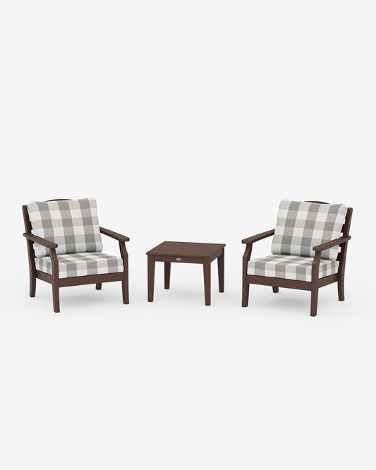Draper James Mahogany Savannah 3-Piece Seating Set – Buffalo Plaid White