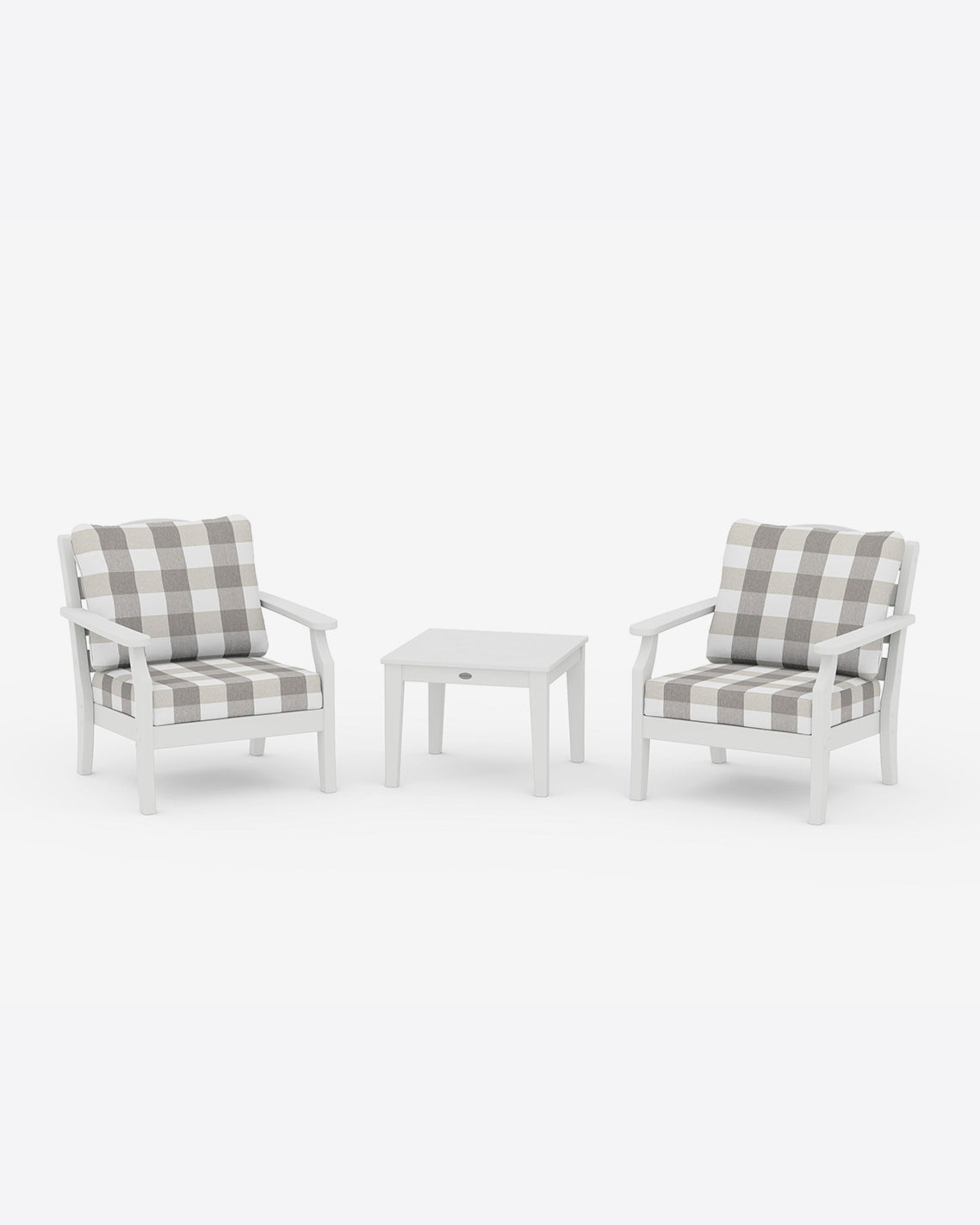 Draper James White Savannah 3-Piece Seating Set – Buffalo Plaid Classic White