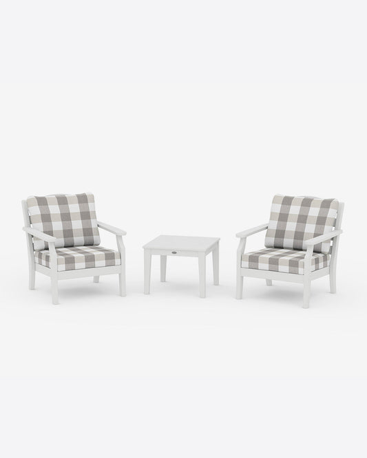 Draper James White Savannah 3-Piece Seating Set – Buffalo Plaid Classic White