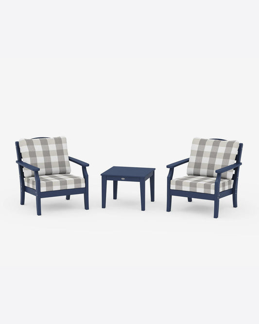 Draper James Navy Savannah 3-Piece Seating Set – Buffalo Plaid Blue