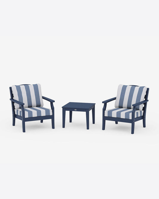 Draper James Navy Savannah 3-Piece Seating Set – Cabana Stripe Classic