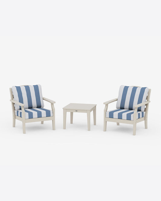 Draper James Sand Savannah 3-Piece Seating Set – Cabana Stripe White