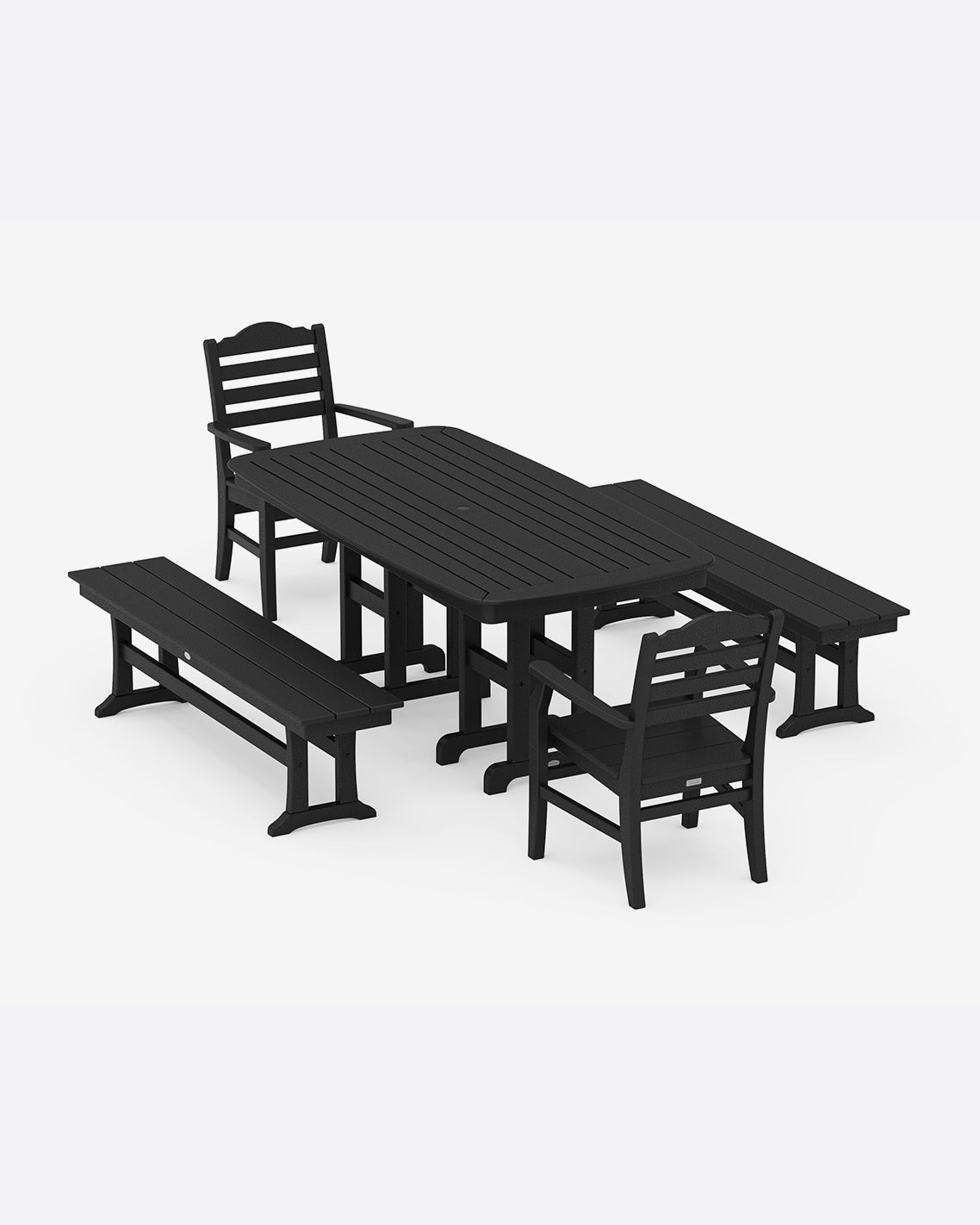 Draper James Black Savannah 5-Piece Dining Set with Benches in Natural