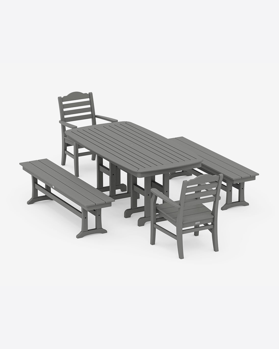 Draper James Slate Grey Savannah 5-Piece Dining Set with Benches in Gray