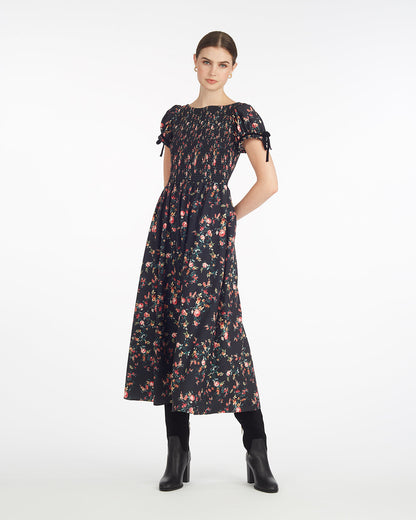 Draper James Garden Rose Kelsey Smocked Midi Dress in Garden Rose
