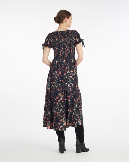 Draper James Garden Rose Kelsey Smocked Midi Dress in Garden Rose