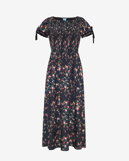 Draper James Garden Rose Kelsey Smocked Midi Dress in Garden Rose