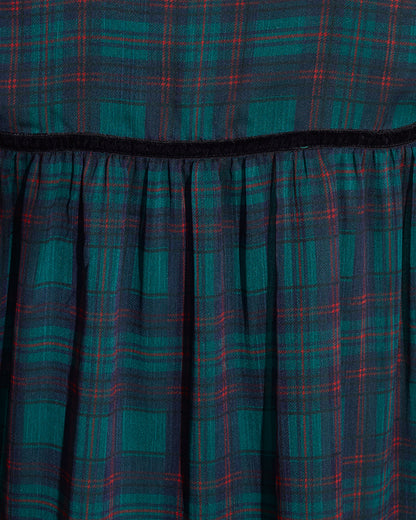 Draper James Green Multi Bow Long-Sleeve Top in Evergreen Tartan
