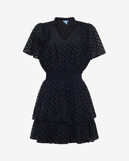 Draper James Velvet Burnout Alana Tiered Mini Dress in Velvet Burnout