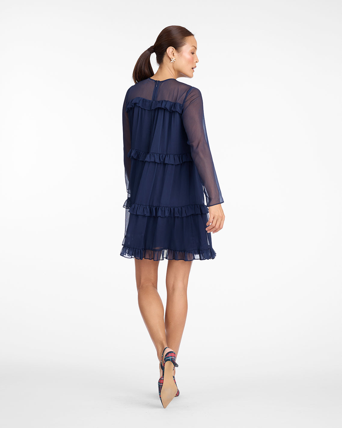 Draper James Nassau Navy Frannie Ruffle Mini Dress in Baritone Blue