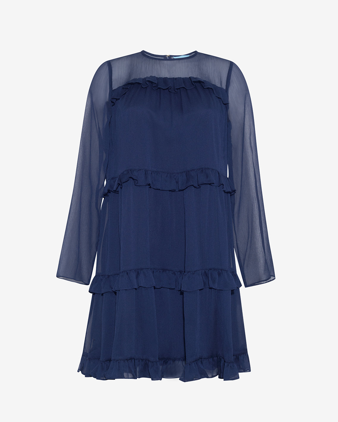 Draper James Nassau Navy Frannie Ruffle Mini Dress in Baritone Blue