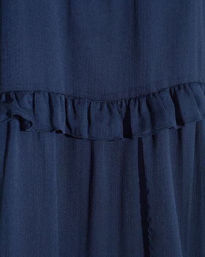 Draper James Nassau Navy Frannie Ruffle Mini Dress in Baritone Blue