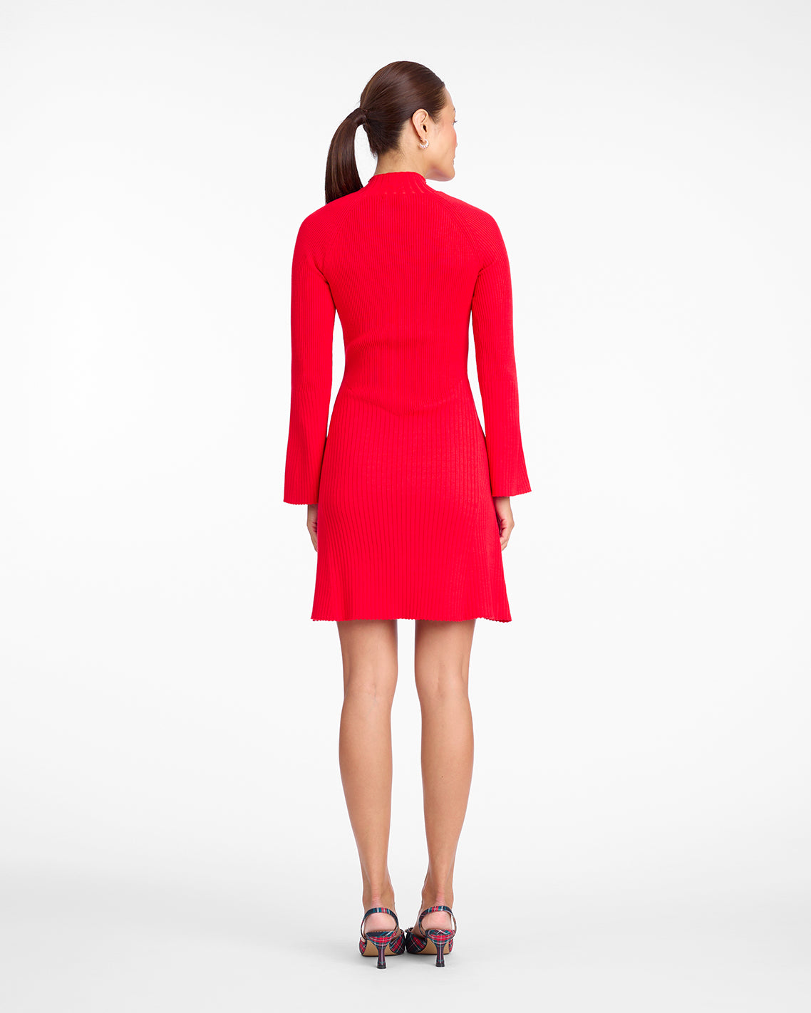 Draper James Red Lennox Mockneck Ribbed Knit Dress in Red