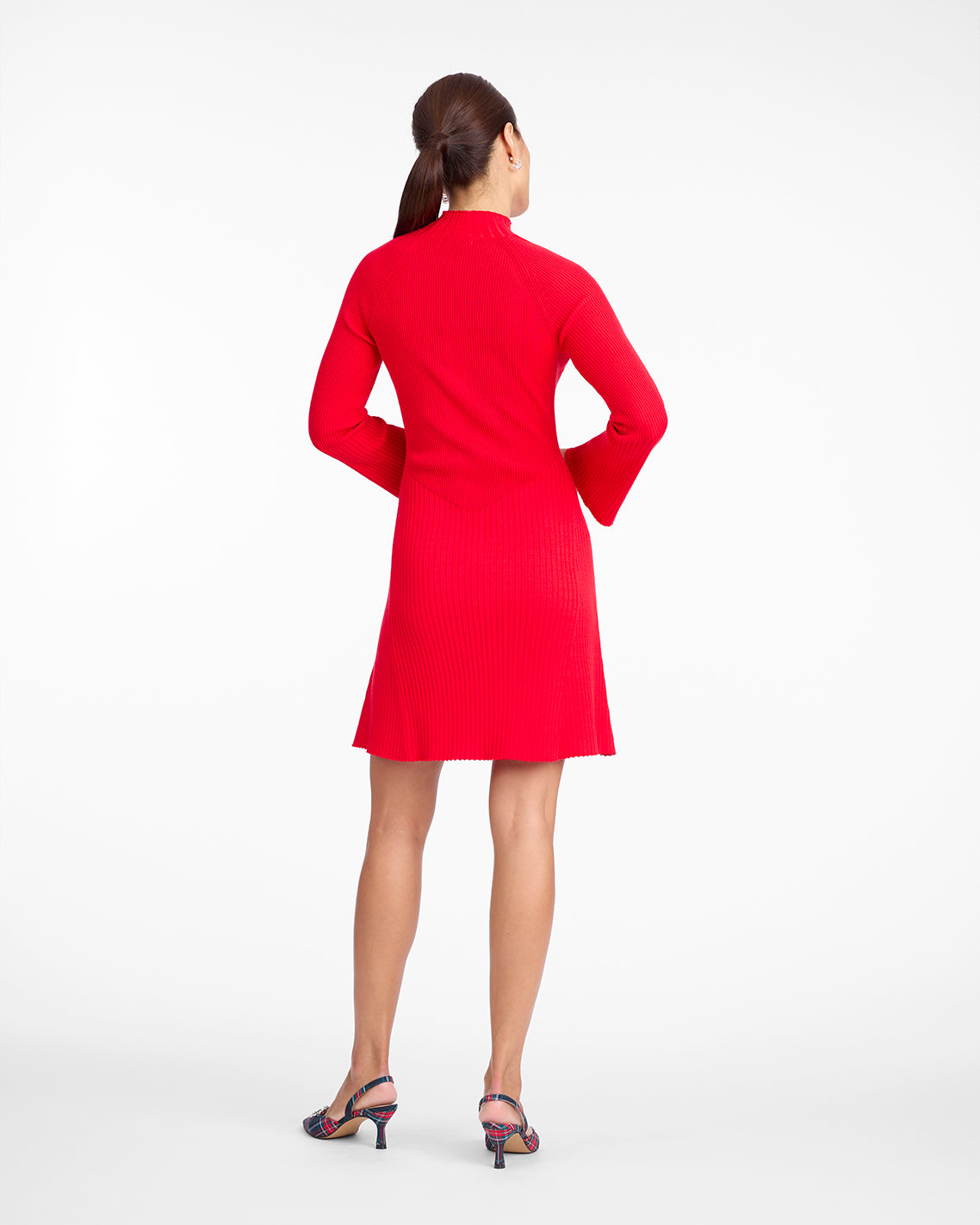 Draper James Red Lennox Mockneck Ribbed Knit Dress in Red