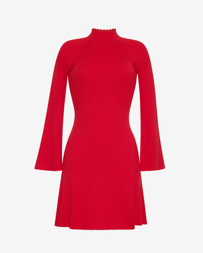 Draper James Red Lennox Mockneck Ribbed Knit Dress in Red
