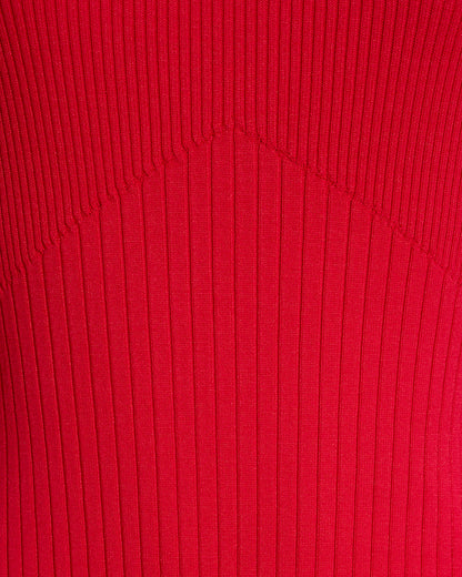 Draper James Red Lennox Mockneck Ribbed Knit Dress in Red