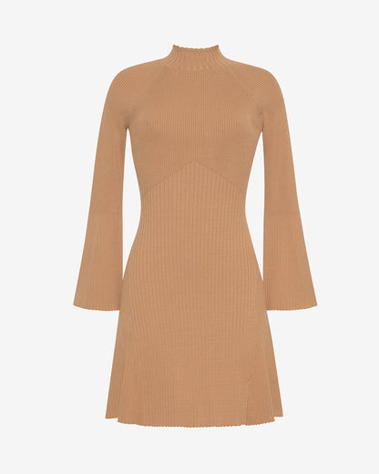 Draper James Chestnut Lennox Mockneck Ribbed Knit Dress in Chestnut
