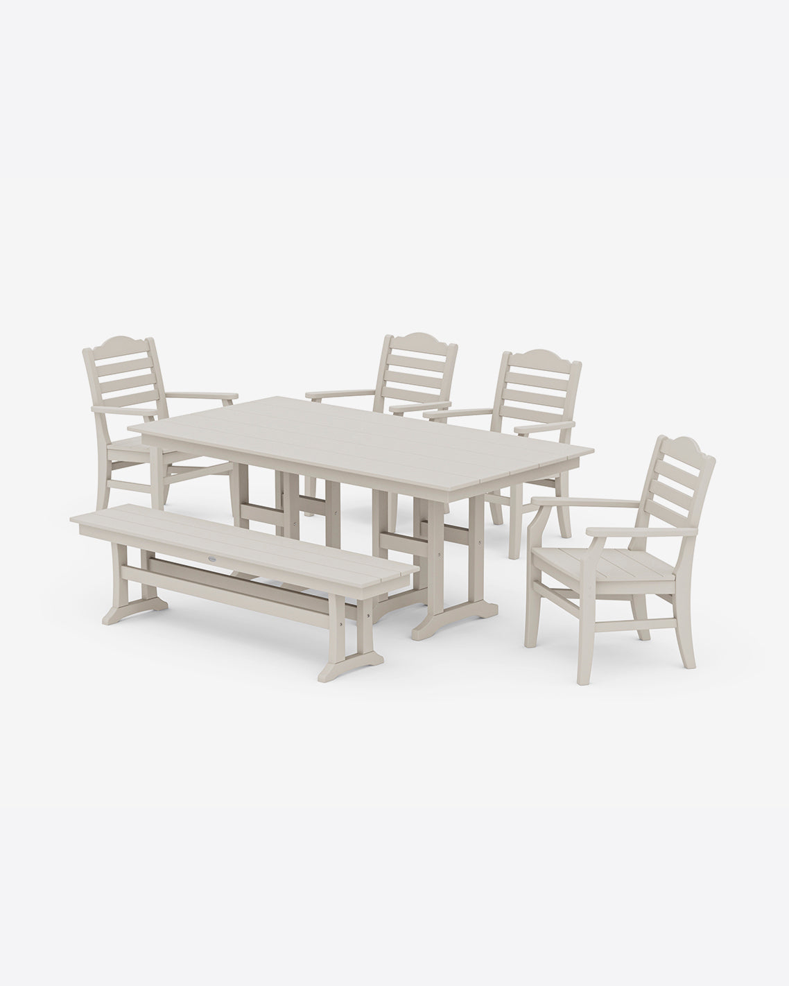 Draper James Sand Savannah 6-Piece Farmhouse Dining Set with Bench in Natural