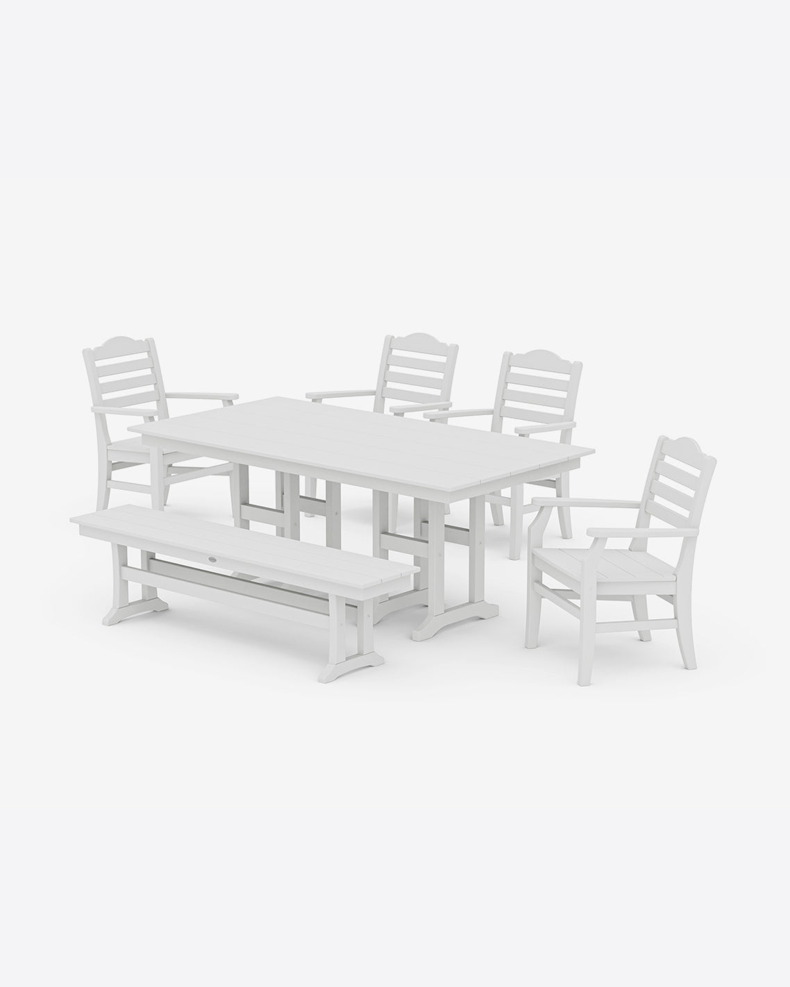 Draper James White Savannah 6-Piece Farmhouse Dining Set with Bench in Sage
