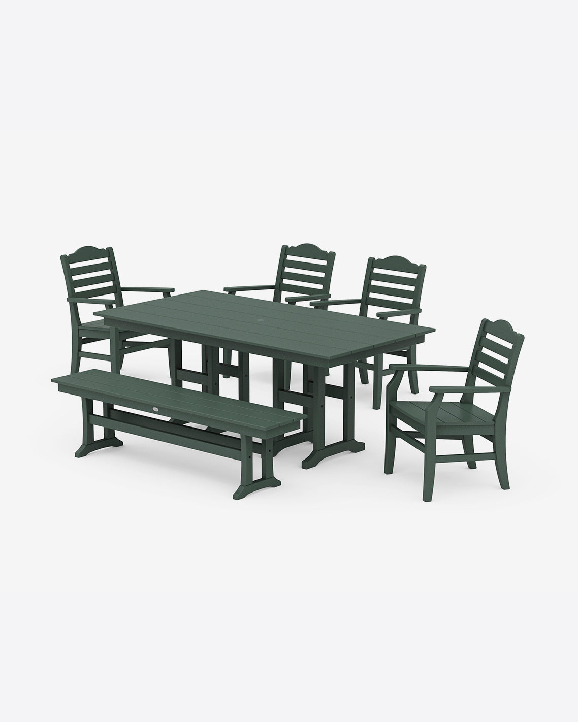 Draper James Forest Savannah 6-Piece Farmhouse Dining Set with Bench in White