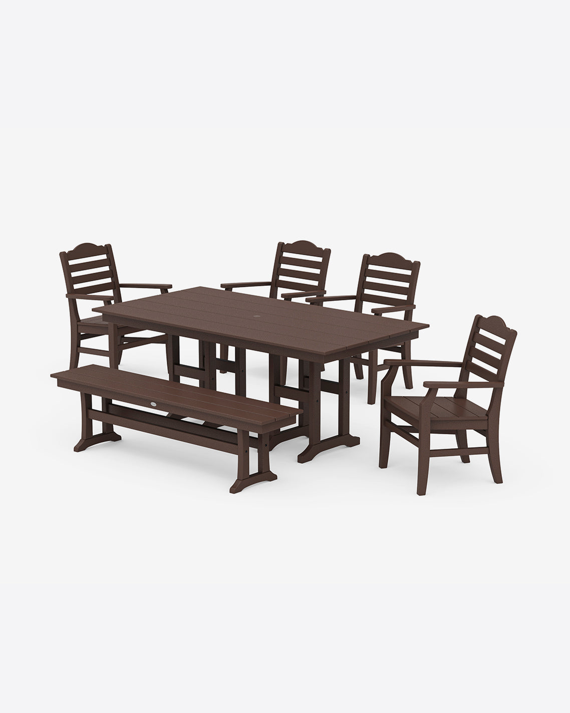Draper James Mahogany Savannah 6-Piece Farmhouse Dining Set with Bench in Navy