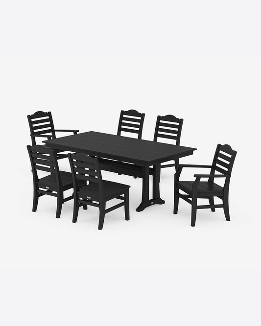 Draper James Black Savannah 7-Piece Farmhouse Dining Set with Trestle Legs