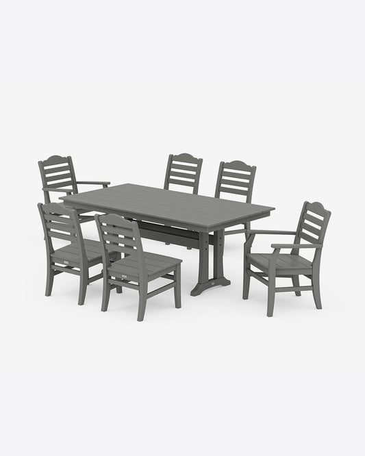 Draper James Slate Grey Savannah 7-Piece Farmhouse Dining Set with Trestle Legs