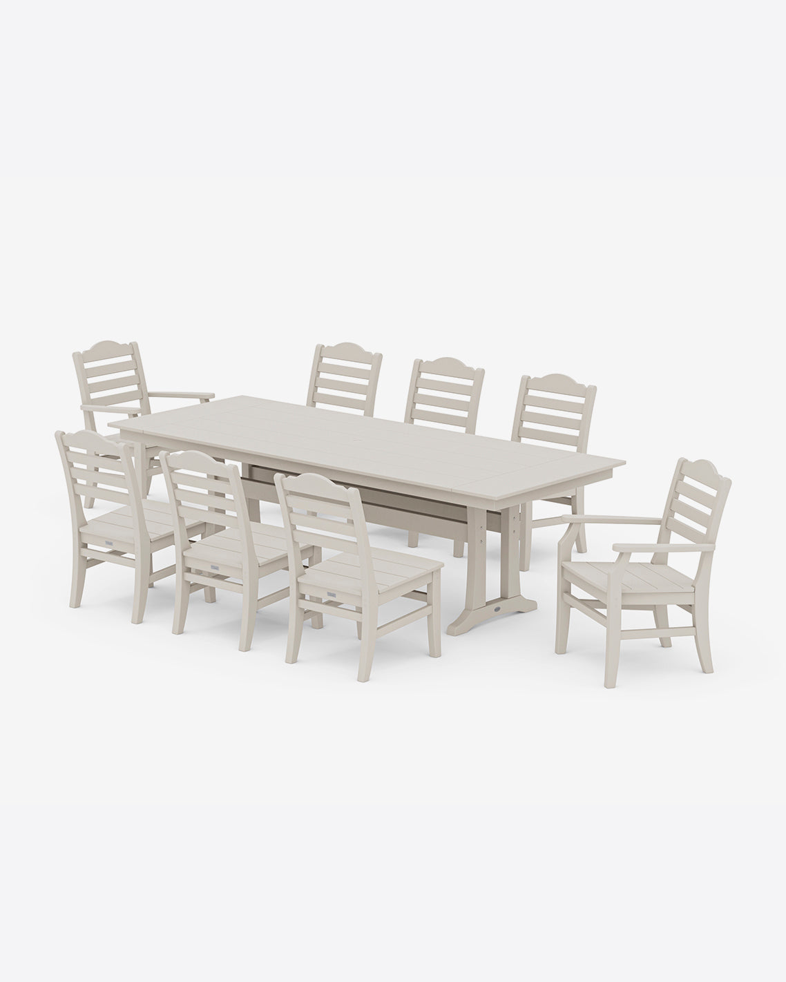 Draper James Sand Savannah 9-Piece Farmhouse Dining Set with Trestle Legs