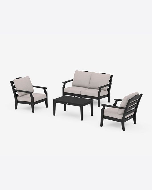 Draper James Black Savannah 4-Piece Seating Set with Loveseat in Navy