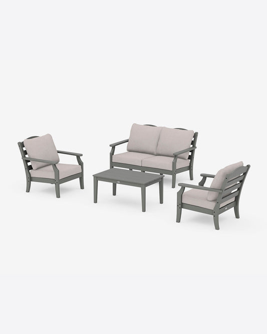 Draper James Slate Grey Savannah 4-Piece Seating Set with Loveseat in Sage