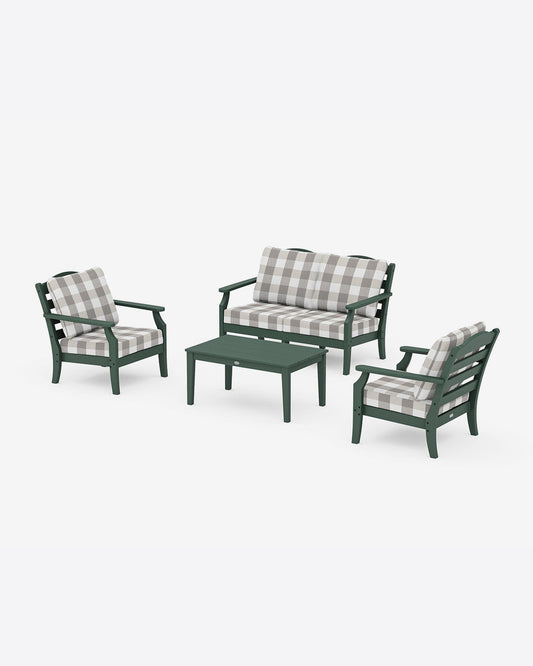 Draper James Forest Savannah 4-Piece Deep Seating Set with Loveseat in Buffalo Plaid