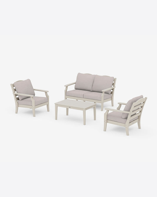 Draper James Sand Savannah 4-Piece Seating Set with Loveseat in Natural