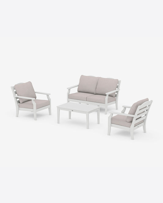 Draper James White Savannah 4-Piece Seating Set with Loveseat in White