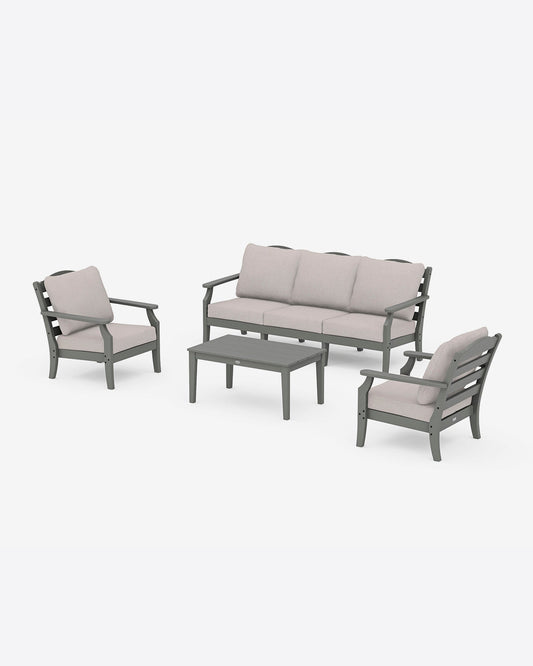 Draper James Slate Grey Savannah 4-Piece Seating Set with Sofa in Blue