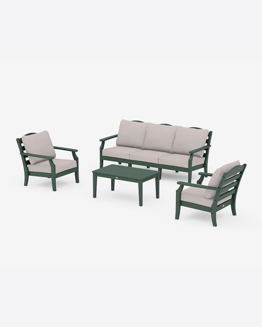 Draper James Forest Savannah 4-Piece Seating Set with Sofa in Cream