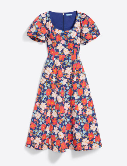 Draper James Blooming Peony Julianne Midi Dress in Stretch Poplin