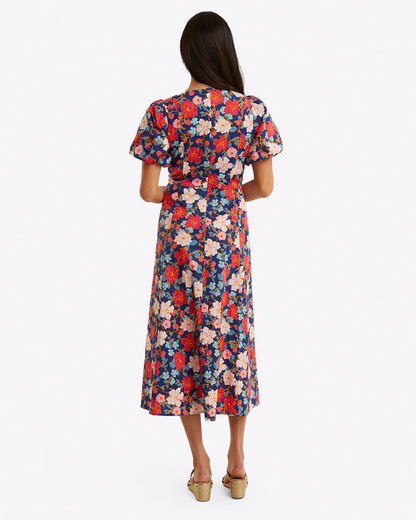 Draper James Blooming Peony Julianne Midi Dress in Stretch Poplin