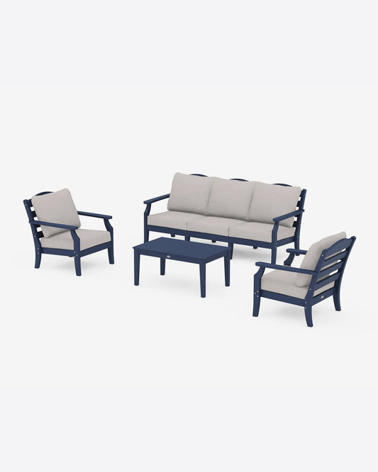 Draper James Navy Savannah 4-Piece Seating Set with Sofa in Sage