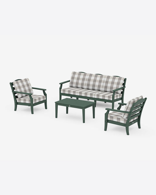 Draper James Forest Savannah 4-Piece Deep Seating Set with Sofa Bufflo Plaid