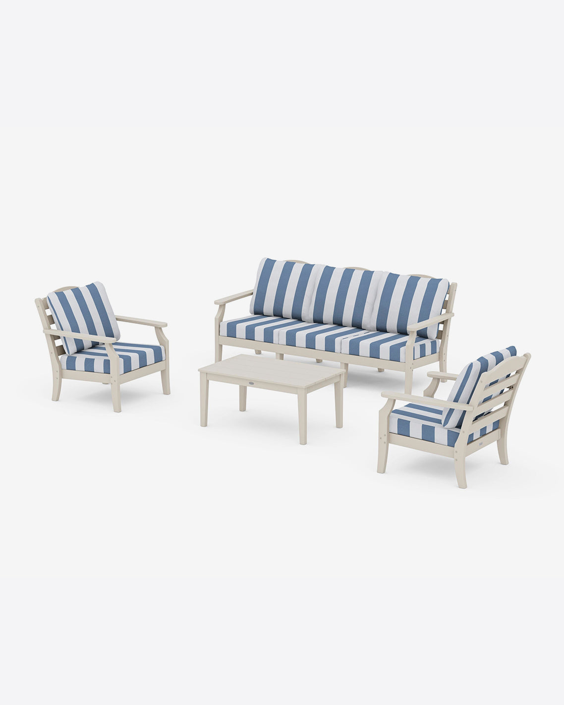 Draper James Sand Savannah 4-Piece Deep Seating Set with Sofa in Cabana Stripe