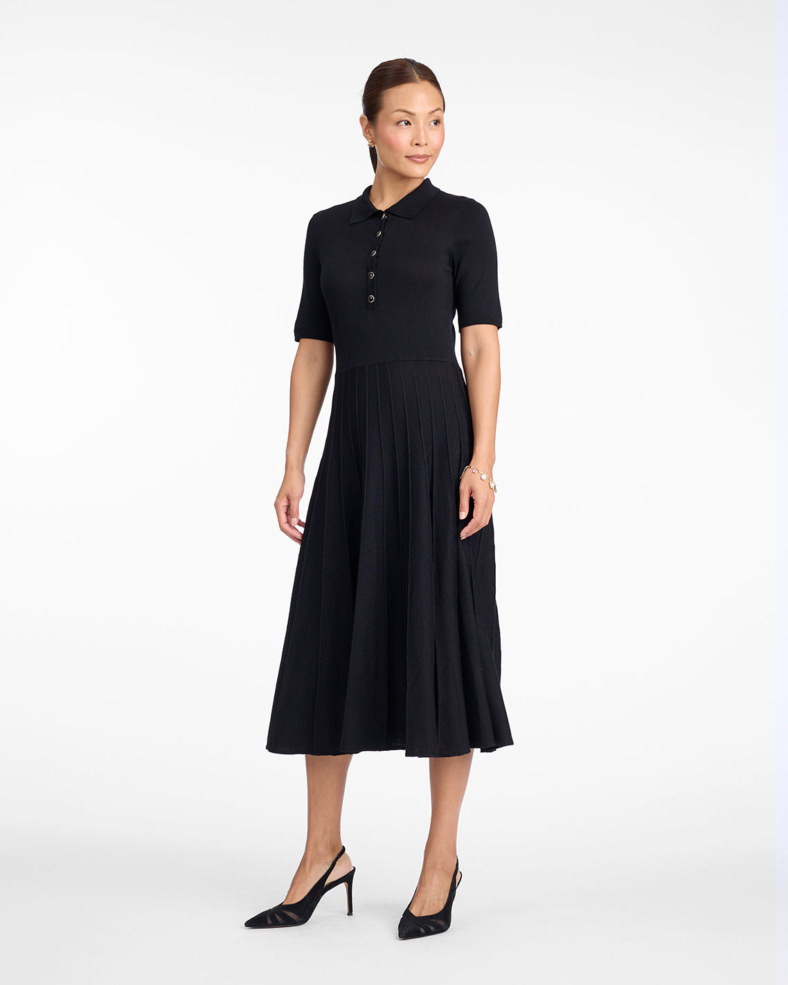 Draper James Black Collared Midi Dress
