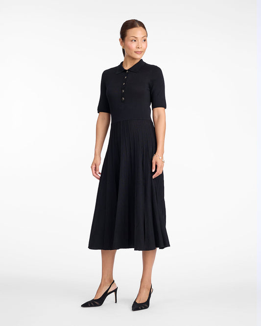 Draper James Black Collared Midi Dress