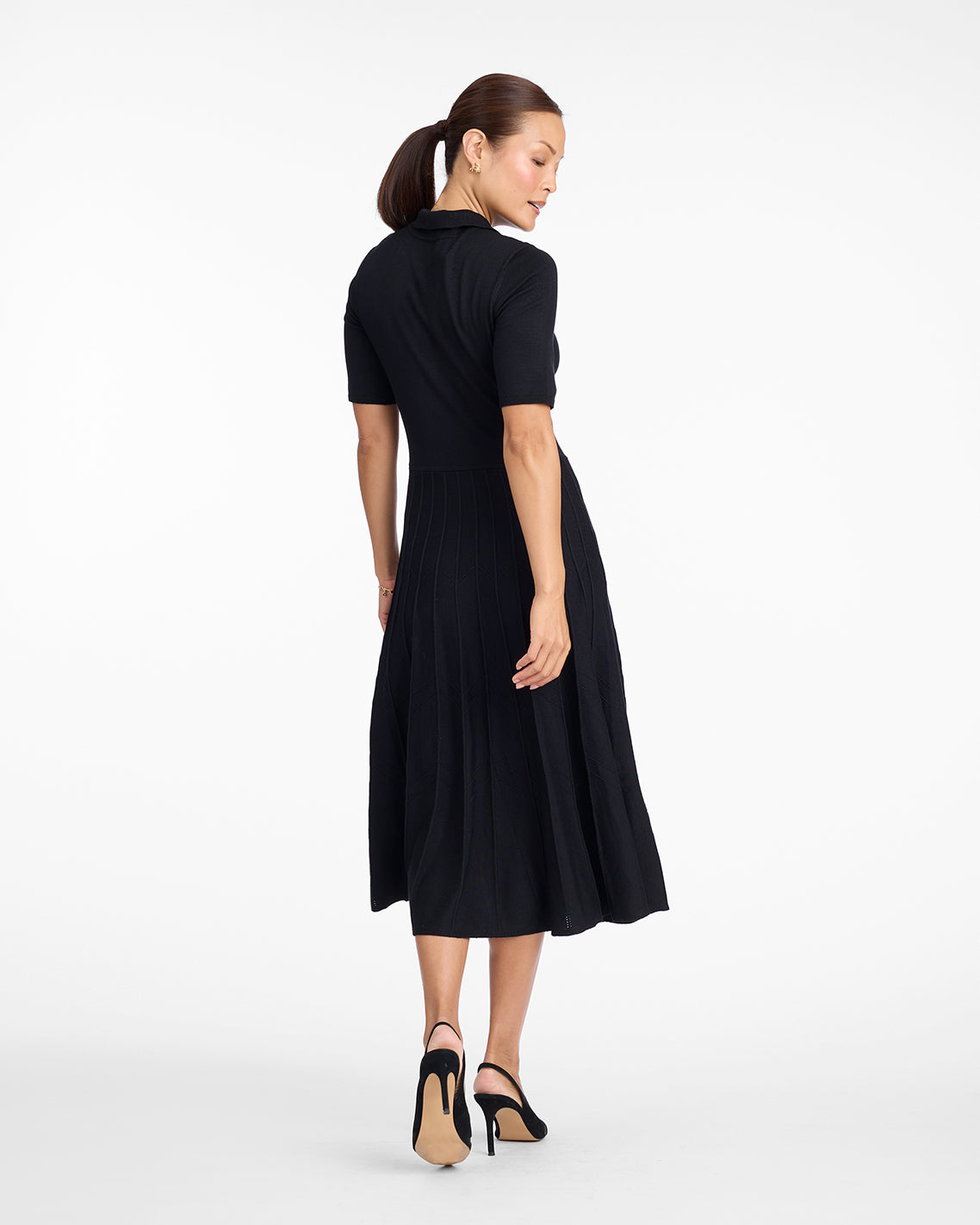 Draper James Black Collared Midi Dress