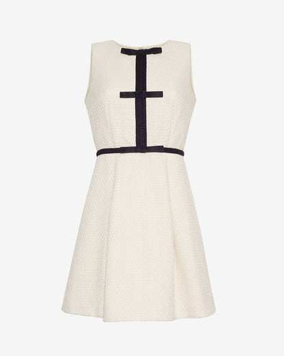 Draper James Magnolia White Sarabeth Tweed Mini Dress in Vanilla